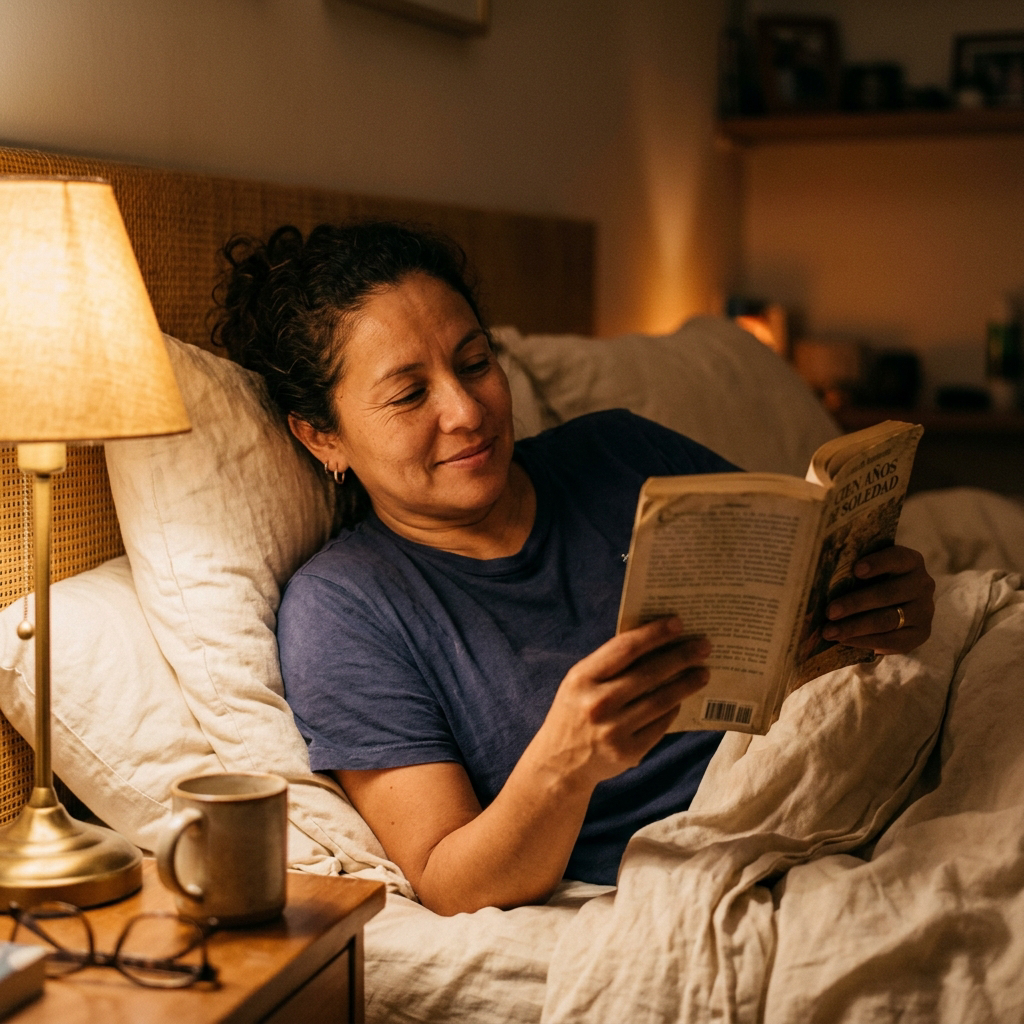 Andrea, 41, leyendo antes de dormir