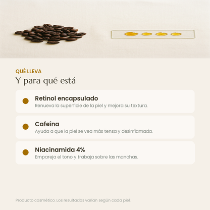 Activos de Firmeza Corporal: retinol encapsulado, cafeina y niacinamida 4%