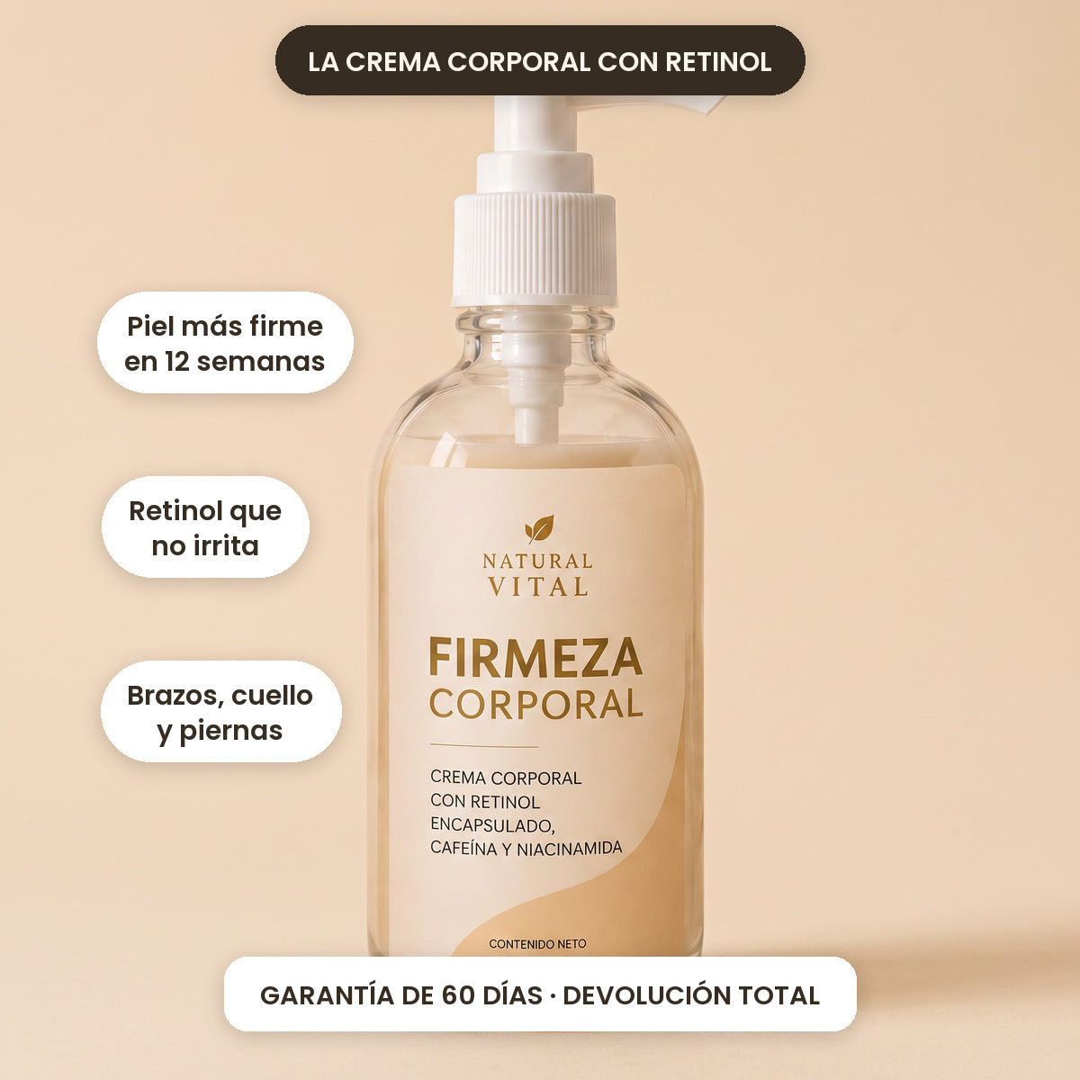 Firmeza Corporal: crema con retinol encapsulado, garantia 60 dias